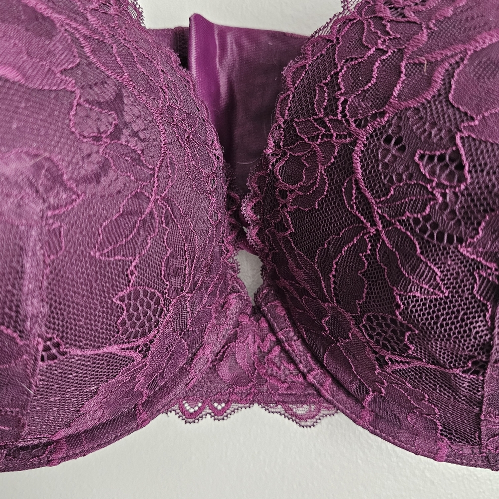 Torrid Curve Push Up Plunge Womens Purple Lace Full Coverage Underwire Crossback - Picture 2 of 8